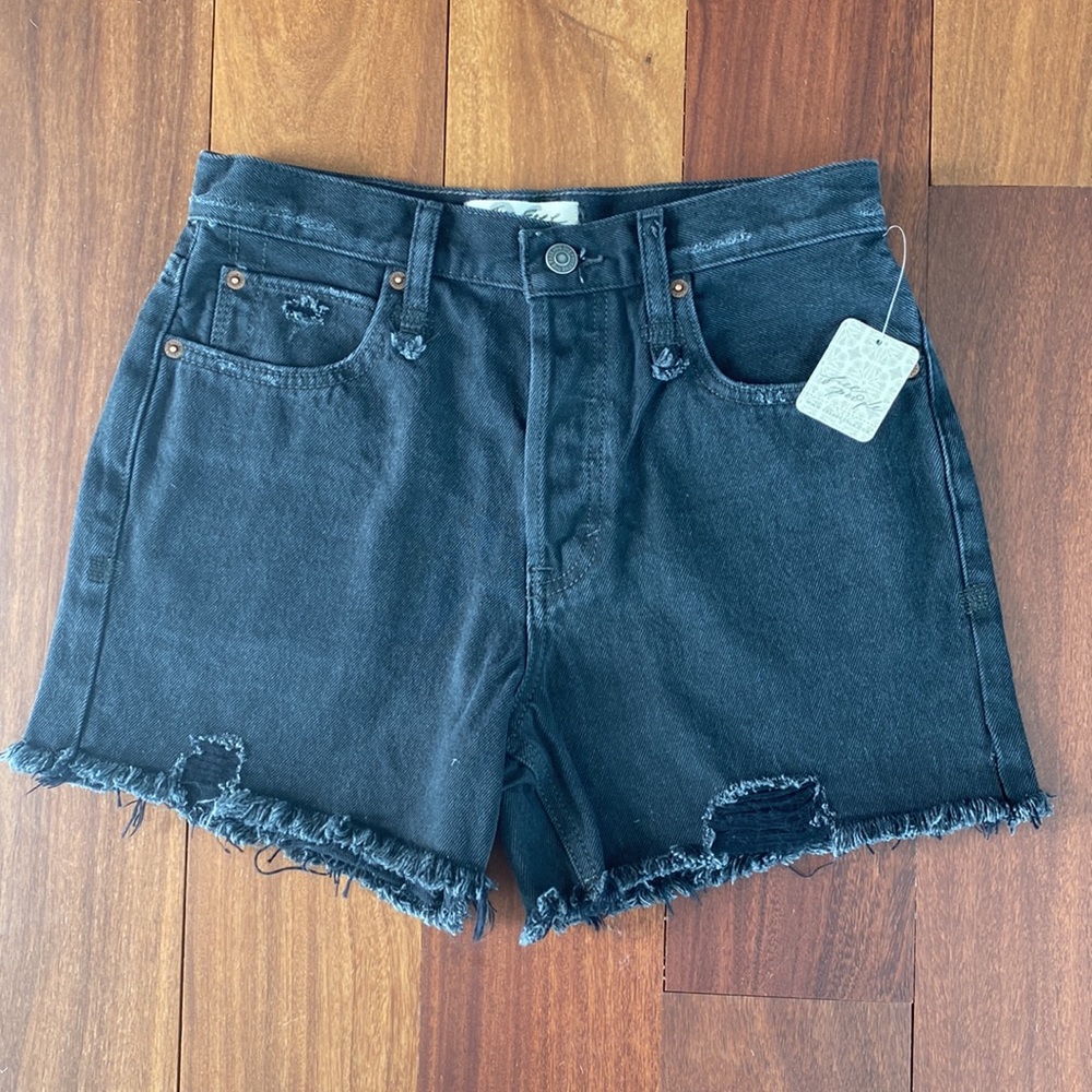 Free People Washed Black Jean Short